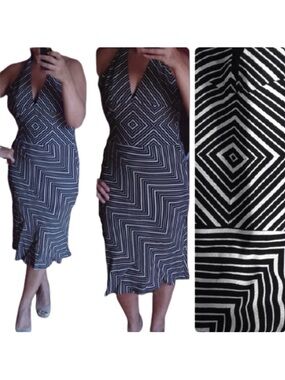 NWT Classy Mod geometric B&W halter dress. New!